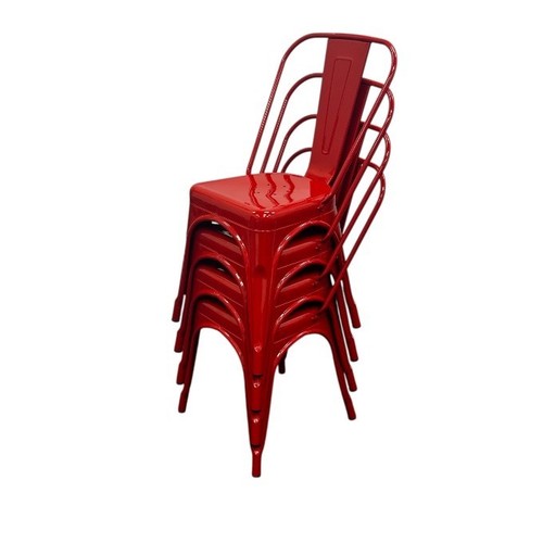 Red metal dining - metal, chairs,
