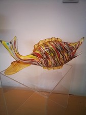 Murano Style Art Glass Fish Large Hand Blown Sculpture 34cm