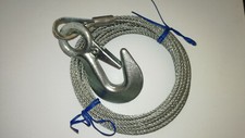 BRAND NEW WINCH CABLE WITH LARGE HOOK.1000lbs.1/8" x 240"-APPROX 7M