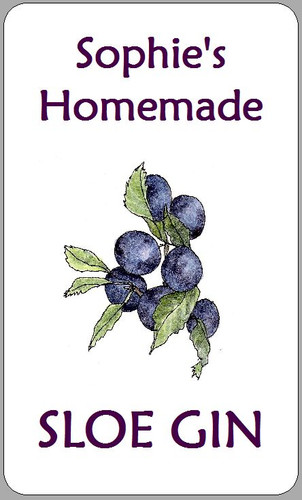Sloe gin bottle labels - sloe,