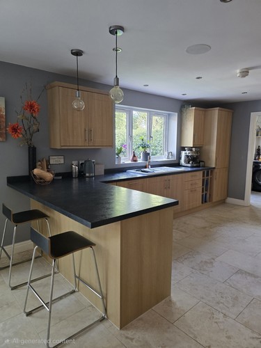 Light oak shaker style kitchen - shaker,