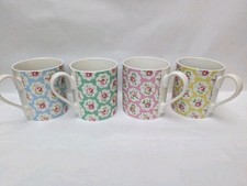 4x Cath Kidston Churchill Fine China Mugs Coffee Tea Cups Provence Rose VGC 
