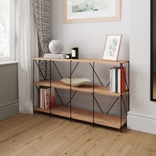 Low Wide Storage Display Shelving Unit Bookcase Bookshelf Console Stand Oak Look