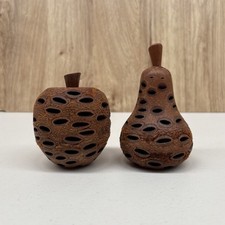 Banksia Seed Pod Hand Crafted Handmade Wooden Fruit Ornaments - Apple & Pear
