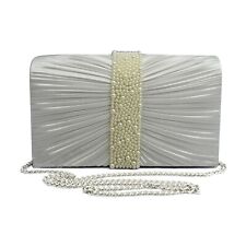 Women Satin Pleated Clutch Bag
