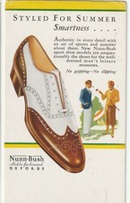 Original Advertising Trade / Postcard. 1920s Oxford Shoes : Nunn-Bush, Milwaukee