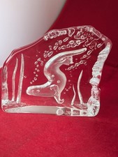 Glass Paperweight Large  Ornament By Capredoni Dartington Crystal Otters