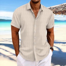 2025 Men Striped Button Down T