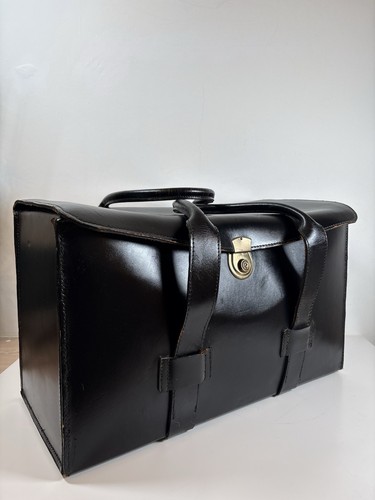 Black leather holdall vintage - black,