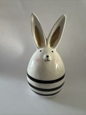 Bunny Rabbit Egg Ornament Black And White Stripes Decor