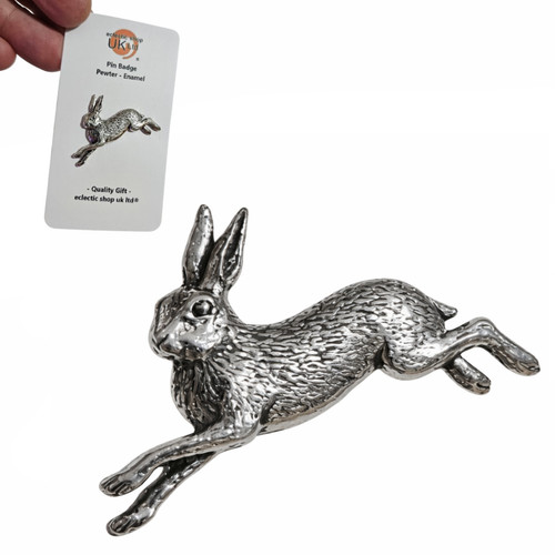 Hare pin badge pewter - hare,