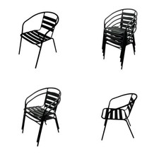 Black steel garden chairs - garden,