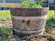 GENUINE OAK HALF WINE BARREL PLANTER WOODEN GARDEN PLANTER STORAGE SCOTTISH!.