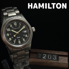 Hamilton Khaki Black MenS Watch 1203 Swiss Automatic Leather Band Casual