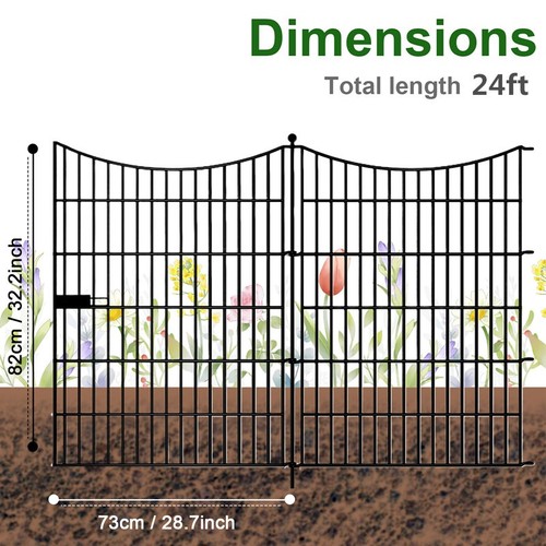 24ft garden fence with gate - 24ft,
