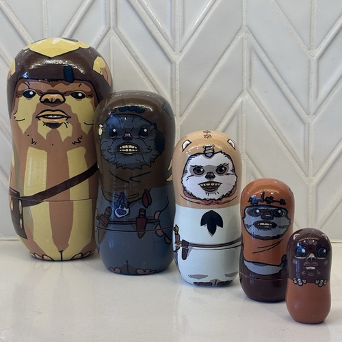 Wood ewok nesting dolls star - ewok,