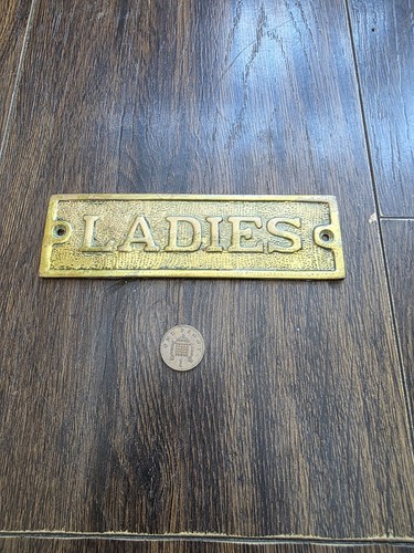 Vintage brass toilet sign - brass,
