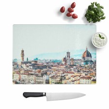 Florence Cathedral & Skyline In Italy  Chopping Board Glass Textured Kitchen