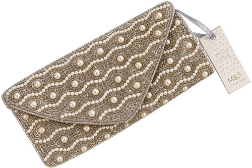 Beaded clutch bag cream - clutch,