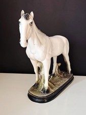 Vintage White Horse Porcelain Figurine Large Matt Ornament Stallion Collectible