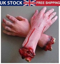 1 Pairs Fake Human Arm Hands Bloody Dead Body Parts Haunted House Halloween Deco
