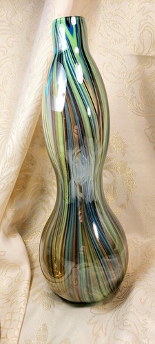 Hand blown cased glass vase - cased,