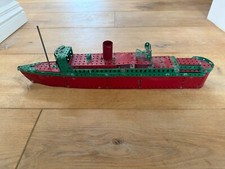 Vintage Large Meccano Model Steam Ocean Liner 60cm Red & Green