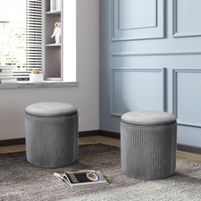 VELVET STORAGE POUFFE FOOTREST