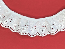 White Satin Stitched Gathered