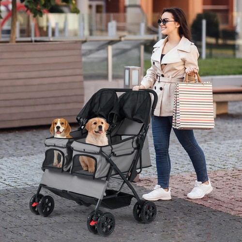 Pet stroller foldable twin dog - twin,