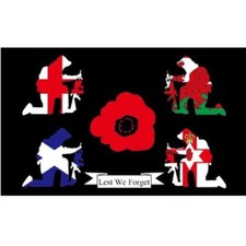 LEST WE FORGET UK FLAG 5x3ft
