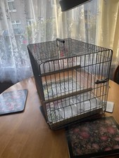  Travel Carry Cage for large Parrots With Bowls & Wooden Perch - White  VGC