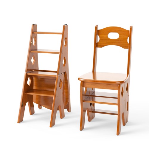 Folding wooden ladder - wooden, chair