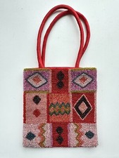 Y2K Satin Beaded Micro Bag Glass Seed Beads Bohemian Vintage 2000’s Made India 