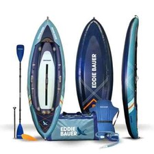 Eddie Bauer 10ft (3.3m) Super Inflatable Sit in Kayak with Paddle Blue