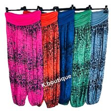 Ladies Womens Italian Lagenlook Floral Print Viscose Boho Harem Ali Baba Trouser