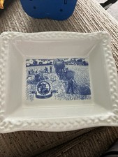 Blue Shredded Wheat Cereal Bowl Commemorating 100 Years 1892-1992 Harvest Scene