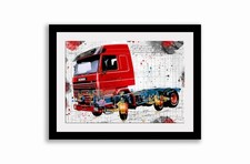 Line Tech Drawing Scania 143 1990 Truck Lorry Classic Cutaway Art Poster Print