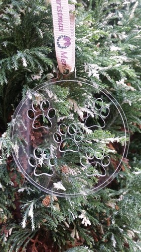 Dog paw print bauble - print, christmas