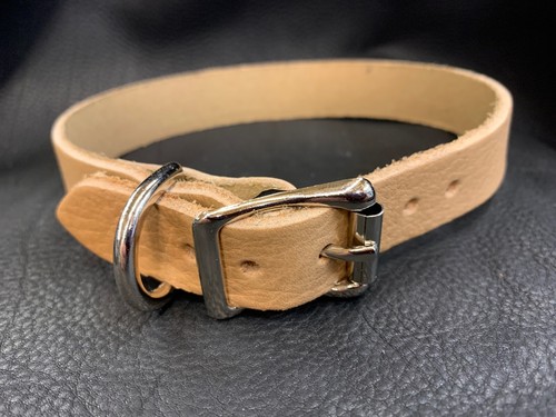 Dog collar natural veg - natural, tan