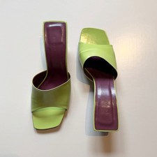 BY FAR Lilly Lime Green Semi-Patent Leather Mule IT/EU 41 UK 8 US 11