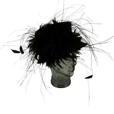WHITELEY BLACK STATEMENT OCCASION WEDDING HAT WIDE BRIM FEATHER RACES