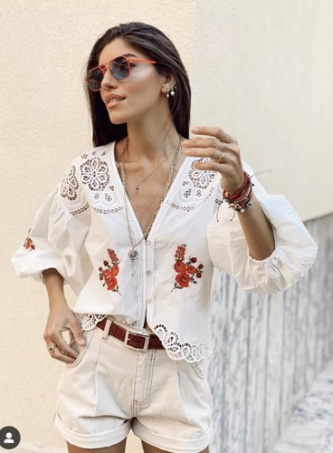 Zara ecru white embroidred - zara,