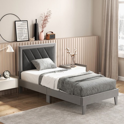 Single size bed - bed, velvet