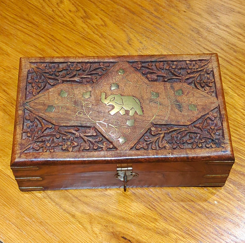 Carved wooden elephant floral - elephant,