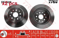 X2 PCS REAR BRAKE DISC ROTOS X2 PCS SET DF4509 TRW I