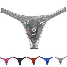 Shiny G String Thong Pants for Men Stretchy Leather look T Back Underwear