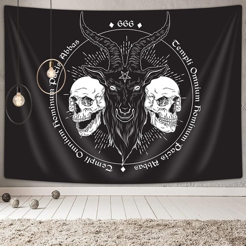 Large goat horn devil skull - large,