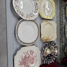 Job lot 6 vintage china sandwich / cake plates