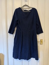 Pre Loved Hobbs Dress Size 16 Blue With 3/4 Sleeves Knee Length